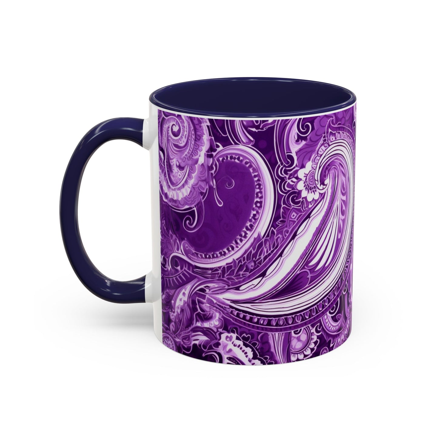 Coffee mug Paisley print ceramic Hot beverage casual soup cup keep the caffeine life alive with a morning drink of coffee regal style 11oz