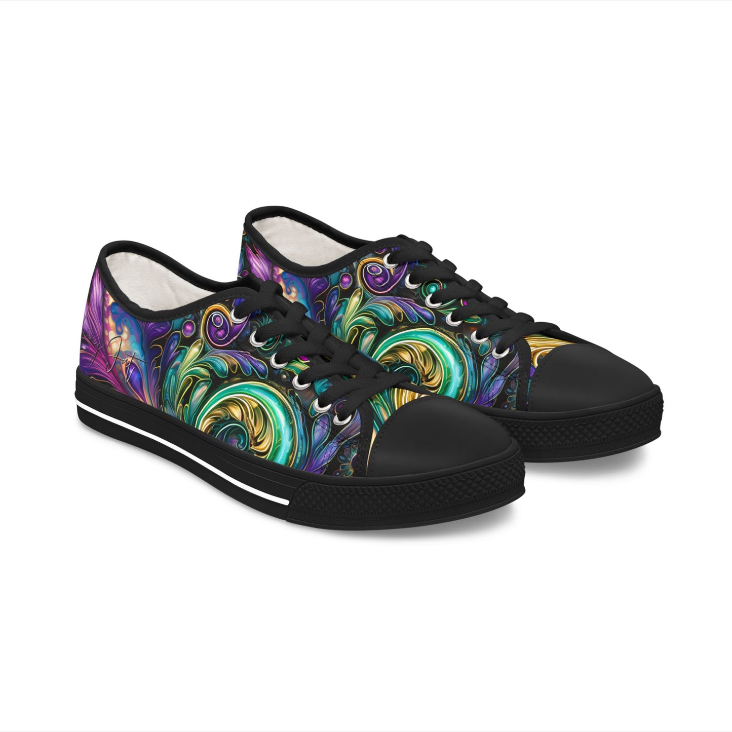 Womens Low Top abstract art print shoe low top abstract art shoes artistic sneaker abstract pattern unique footwear paisley abstract design