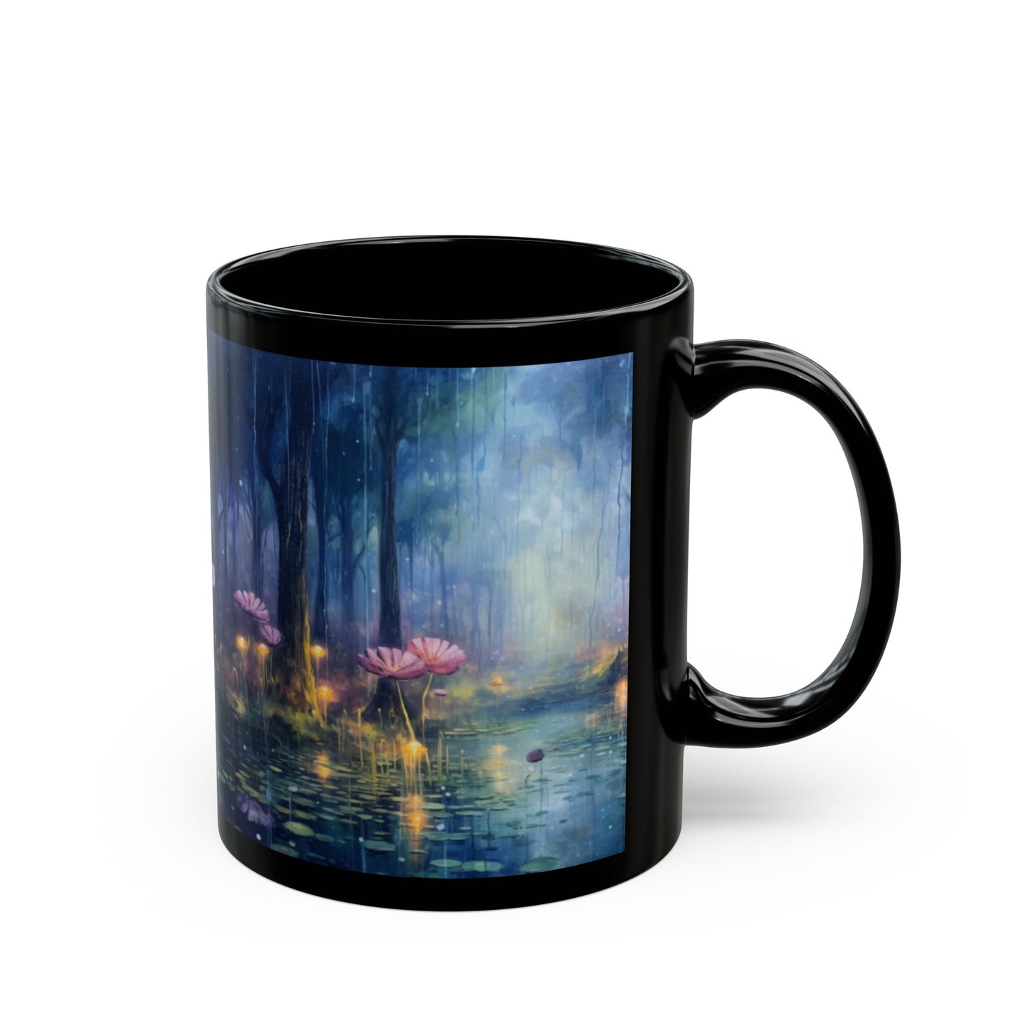 Flower print ceramic coffee mug Hot beverage casual soup mug keep the forest life alive with a morning cup of coffee graffiti style 11oz