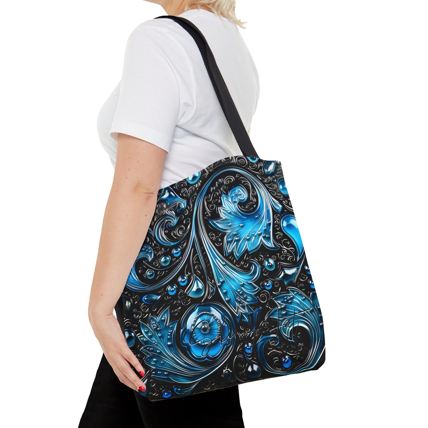 shoppers tote bag purple blue regal paisley inspired Watercolour design abstract art tote bag creative fashion gift for teen artist fashion