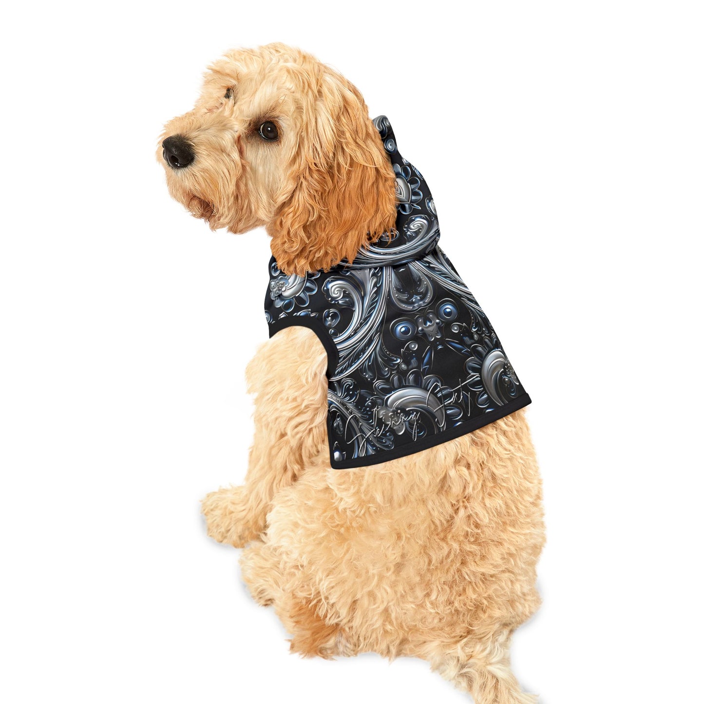 Pet hoodies printed with Ai graphics, polyester made light weight, cozy breathable pet apparel, stylish pet clothing, small pet grooming