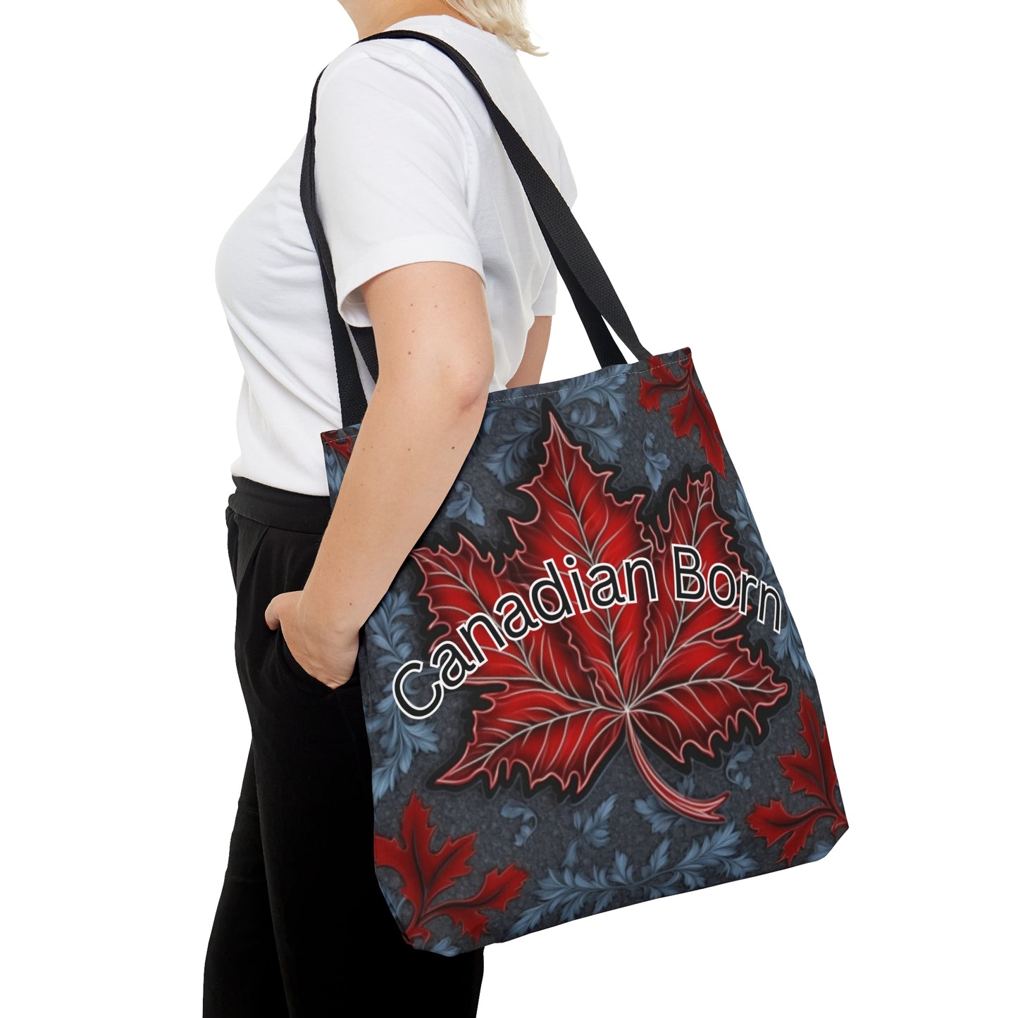 The tote bag made for Canadian proud maple leaf AI graphic symbol of Canada in a modern and artistic way book bag for teachers shopping bag