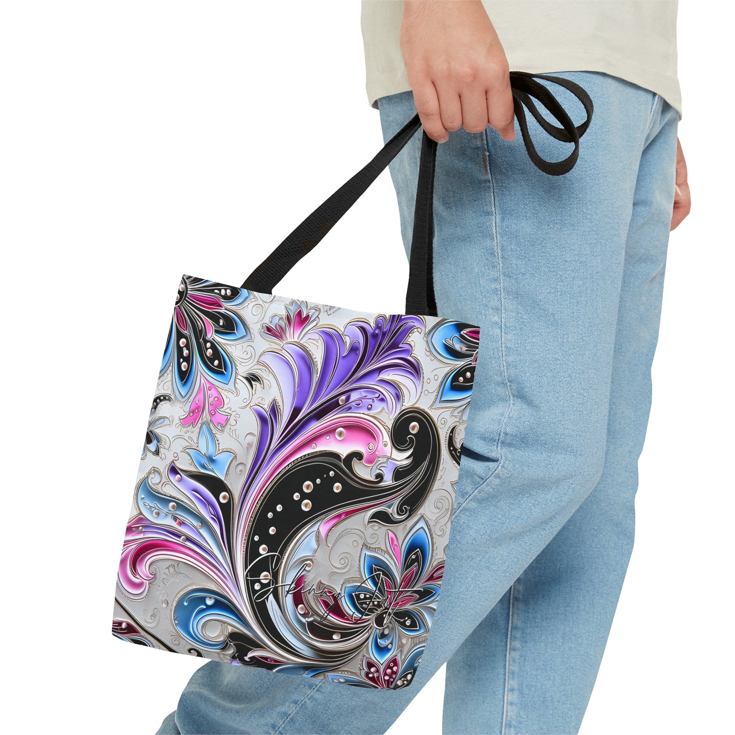 Floral tote bag ai graphic inspired snack pack tote stylish tote bag for travel cool shopping bag casual carrying tote