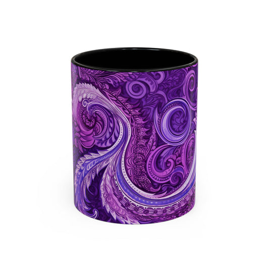 Coffee mug Paisley print ceramic Hot beverage casual soup cup keep the caffeine life alive with a morning drink of coffee regal style 11oz