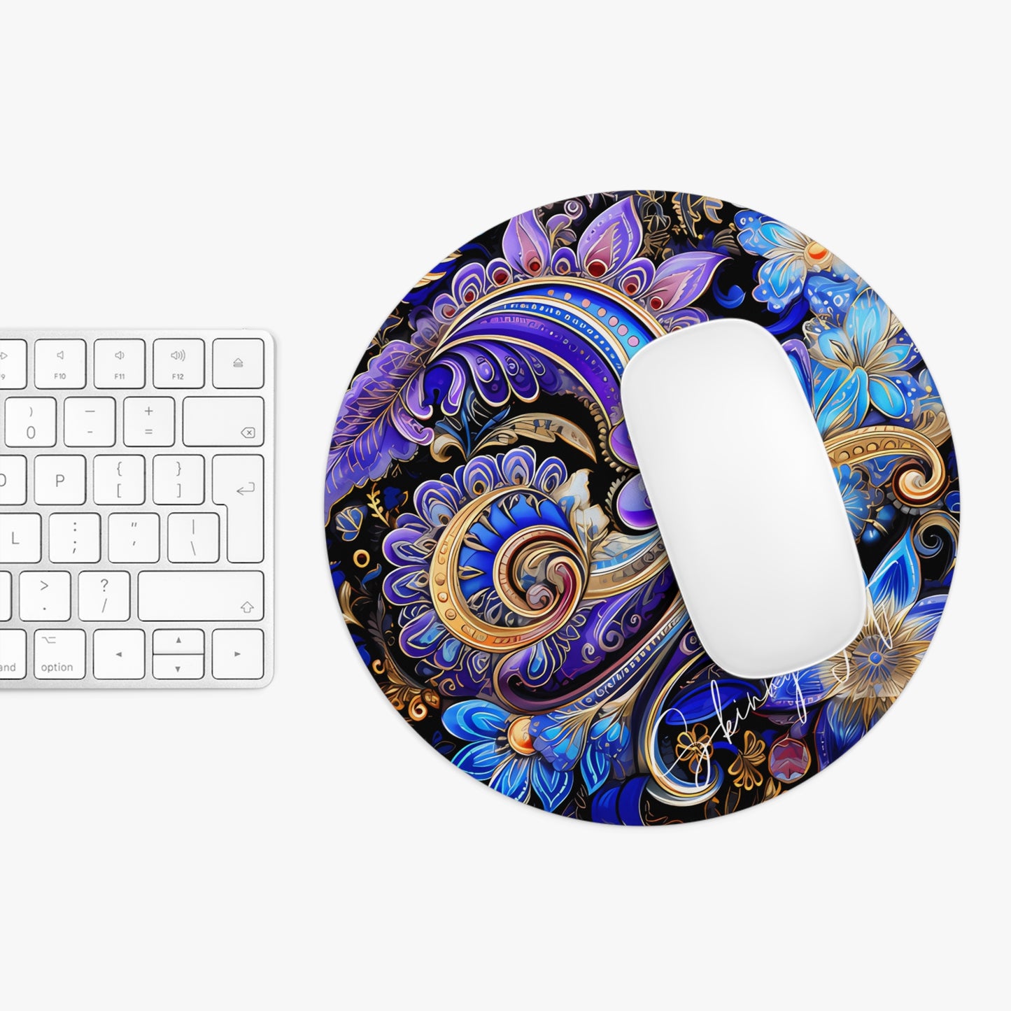 Mouse pad with Ai graphic printed image on circle style gift of Cosmic Creations AI-Infused Circle Mouse Pad gift Captivating Graphic Print