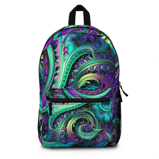 Student backpack bag paisley inspired Watercolour inspired design abstract art shoulder bag art tote creative fashion artist fashion makeup