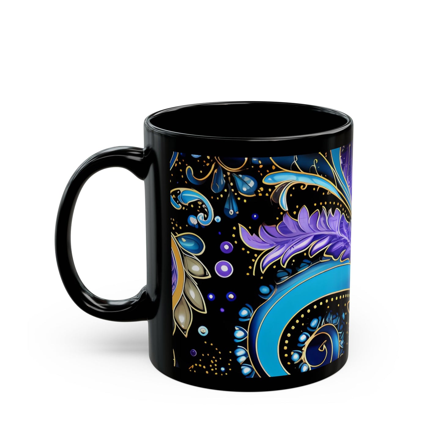 Coffee mug Paisley print ceramic Hot beverage casual soup cup keep the caffeine life alive with a morning drink of coffee regal style 11 oz