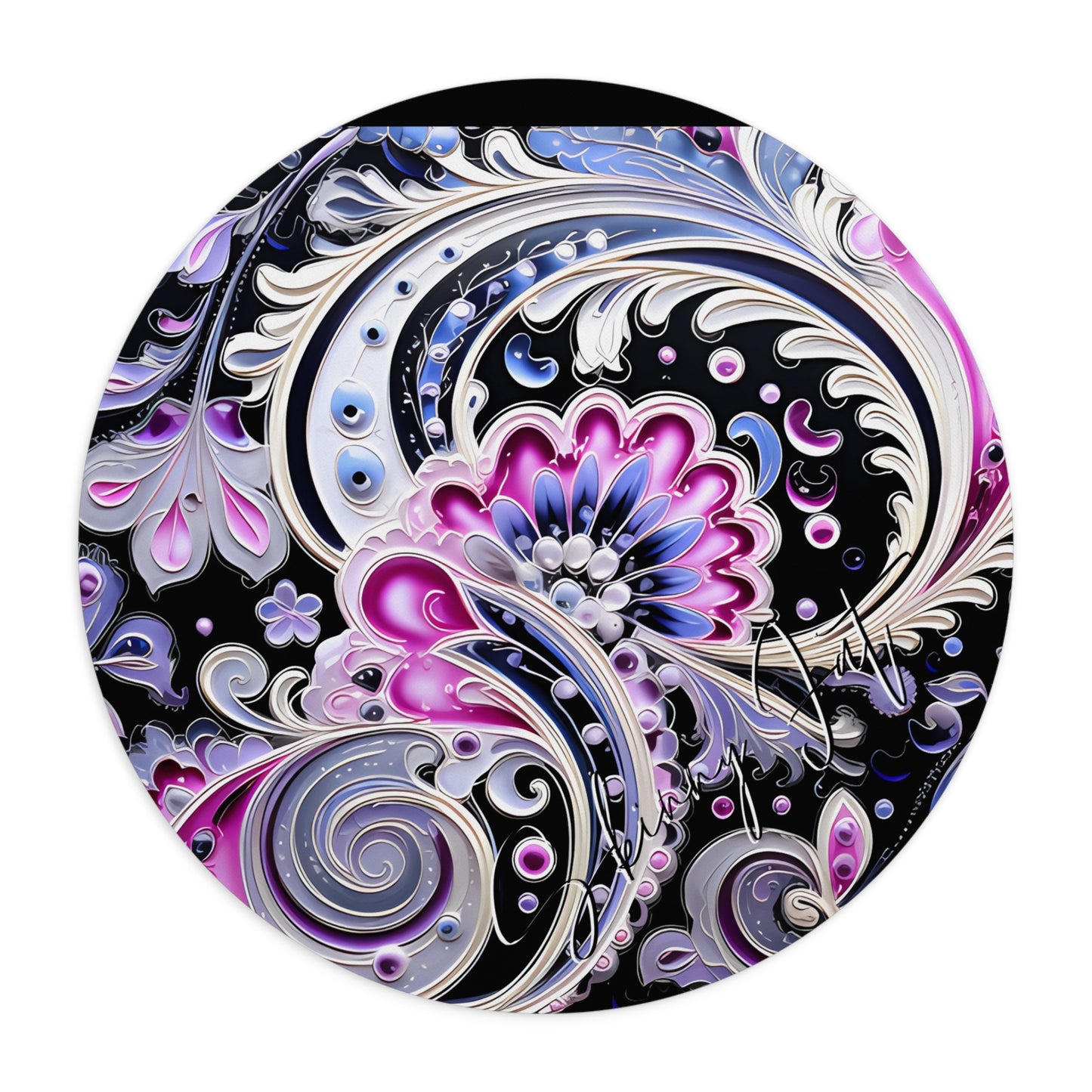 Mouse pad with Ai graphic printed image on circle style gift of Cosmic Creations AI-Infused Circle Mouse Pad gift Captivating Graphic Print