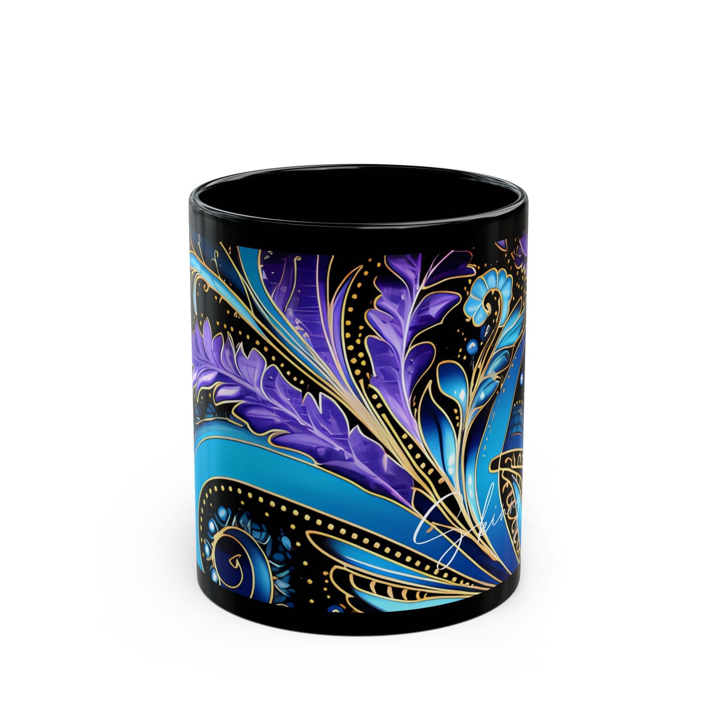 Coffee mug Paisley print ceramic Hot beverage casual soup cup keep the caffeine life alive with a morning drink of coffee regal style 11 oz