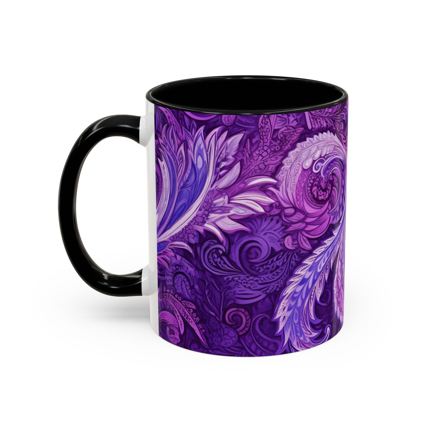 Coffee mug Paisley print ceramic Hot beverage casual soup cup keep the caffeine life alive with a morning drink of coffee regal style 11oz