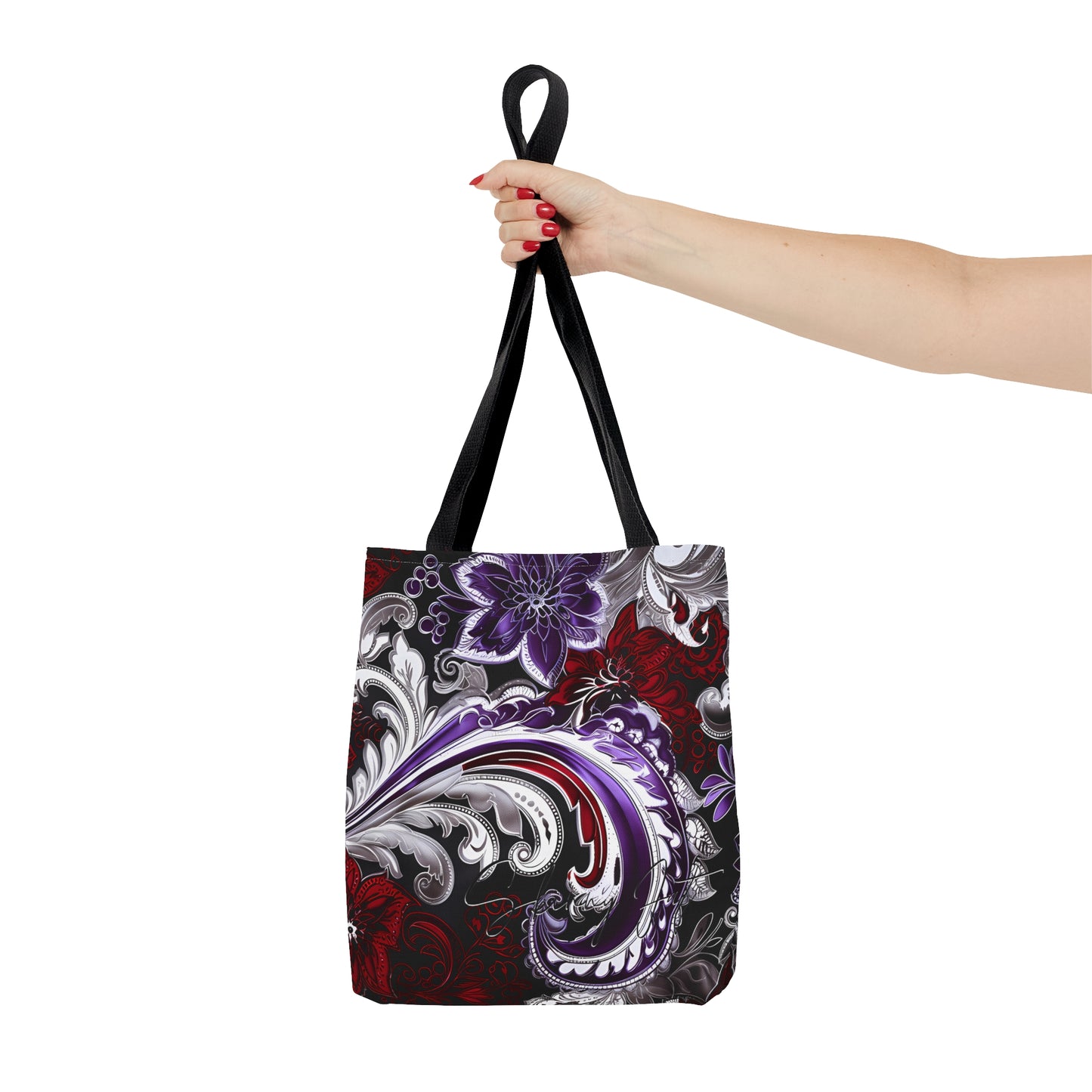 shoppers tote bag purple red regal paisley inspired Watercolour design abstract art tote bag creative fashion gift for teen artist fashion