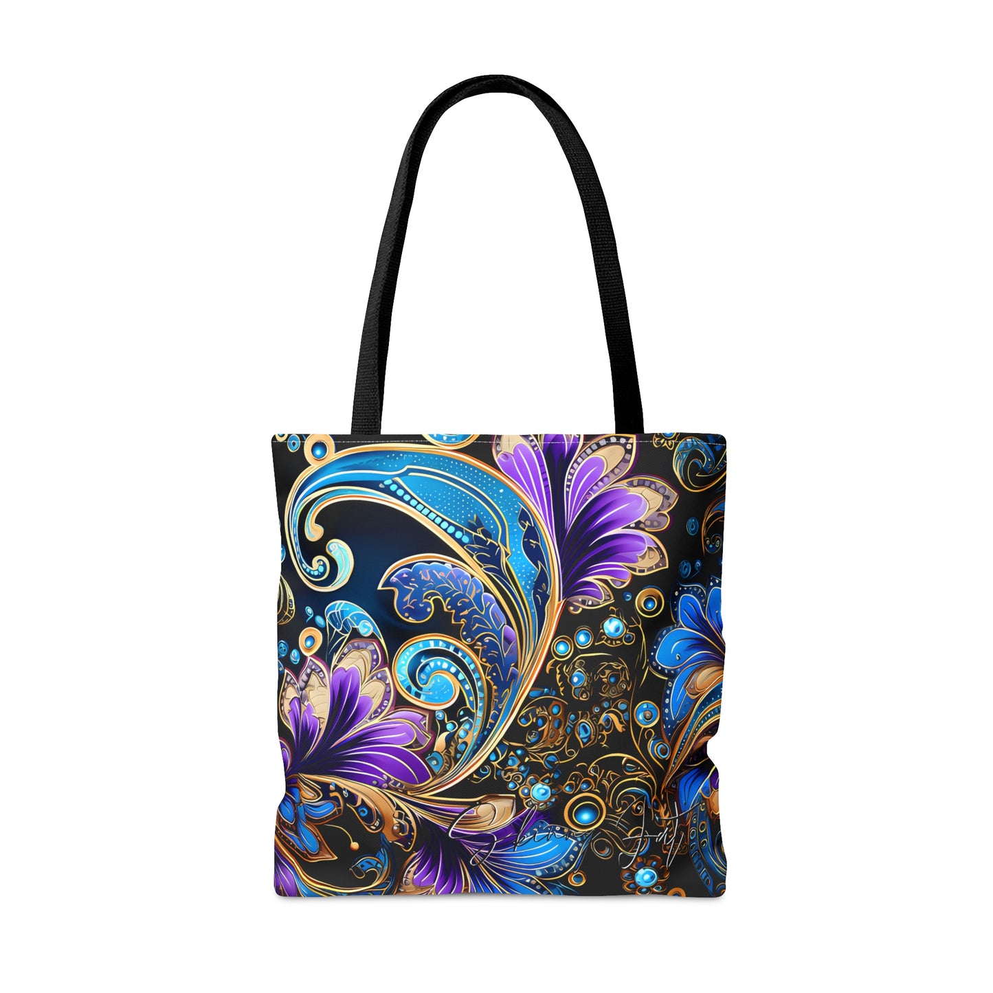 Artistic tote bag purple blue regal paisley inspired Watercolour design abstract art tote bag creative fashion gift for teen artist fashion