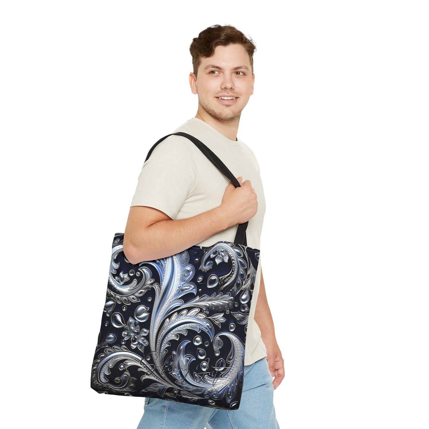 shoppers tote bag purple blue regal paisley inspired Watercolour design abstract art tote bag creative fashion gift for teen artist fashion