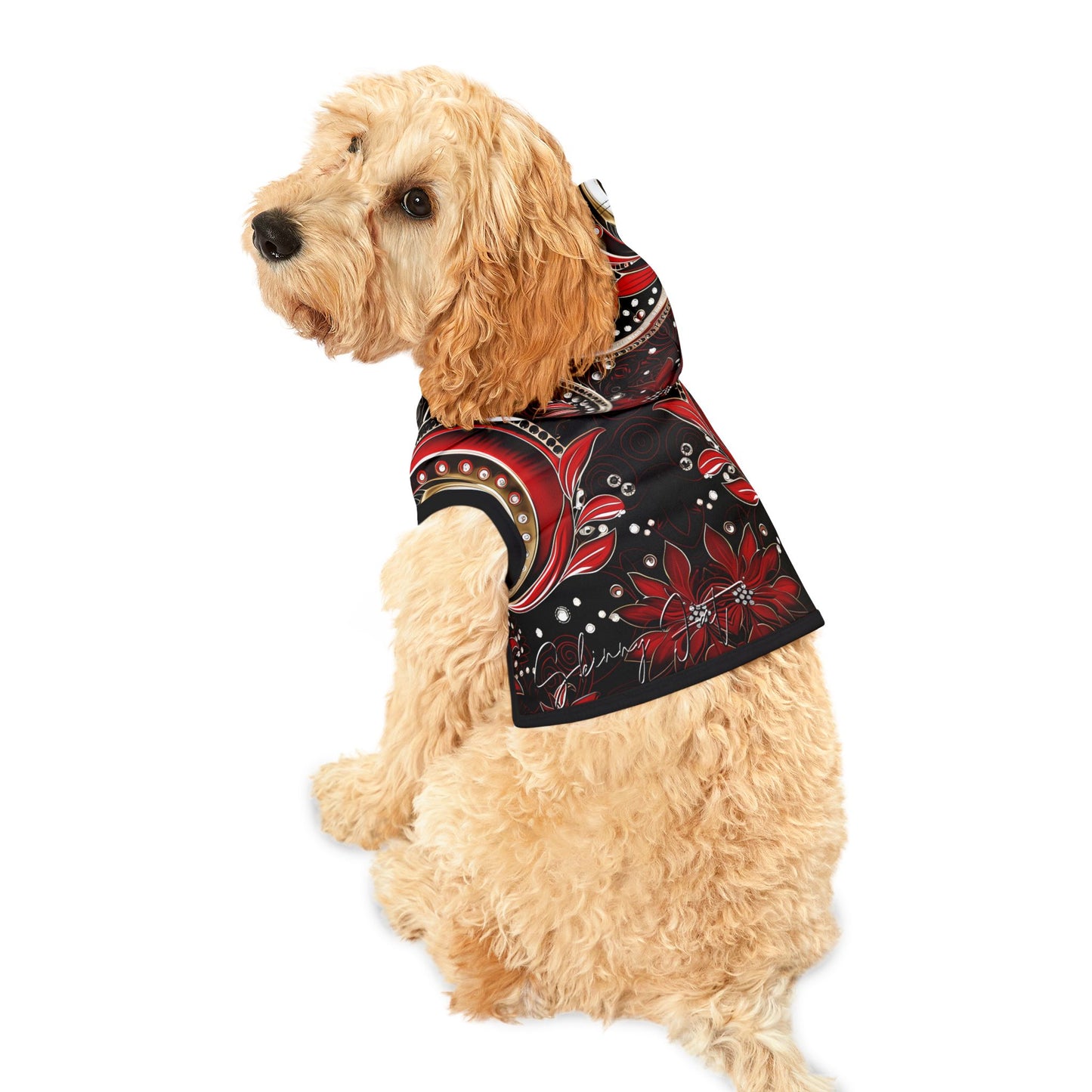 Pet hoodies printed with Ai graphics, polyester made light weight, cozy breathable pet apparel, stylish pet clothing, small pet grooming