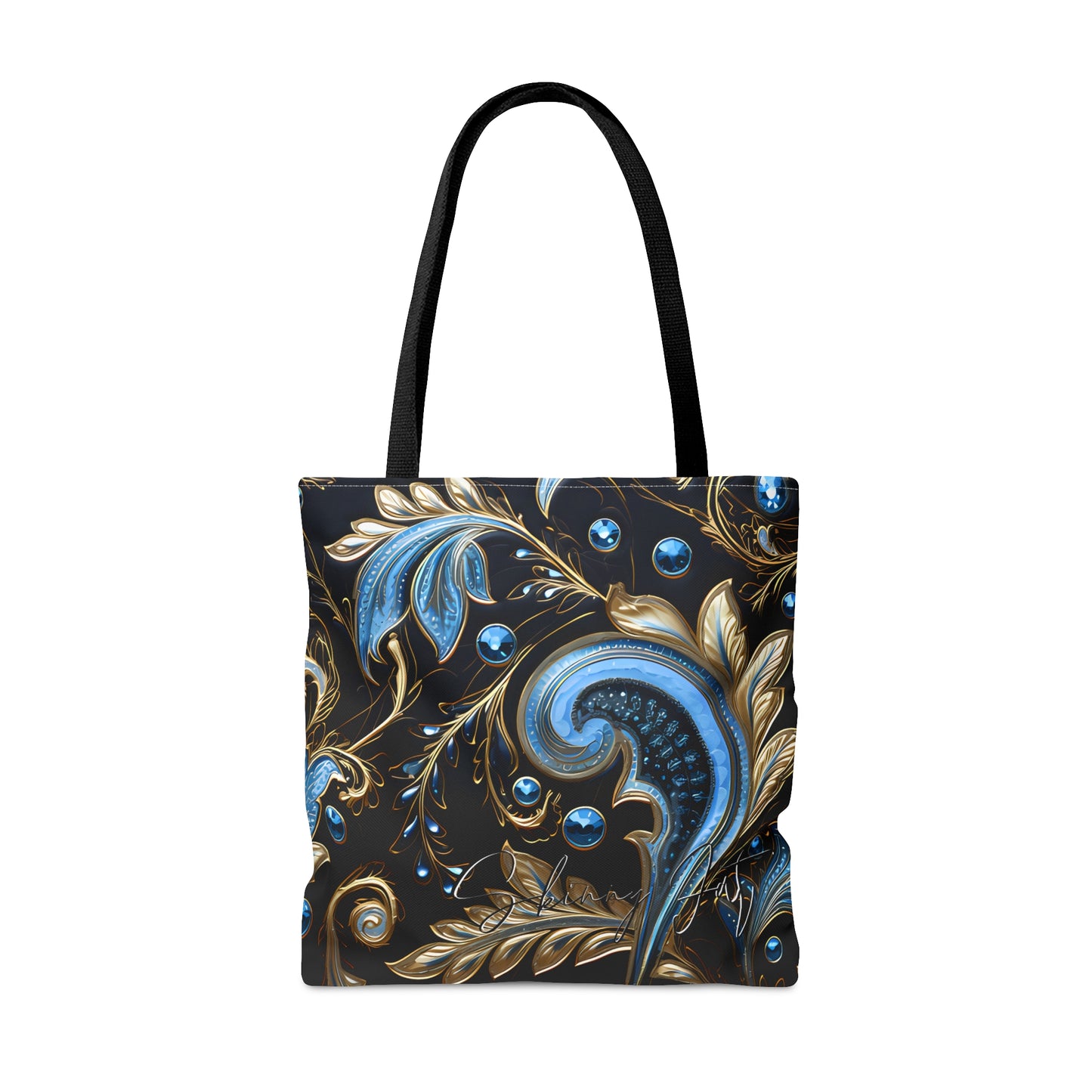 tote bag with a artistic  blue regal paisley inspired Watercolour design abstract art tote bag creative fashion gift for teen artist fashion