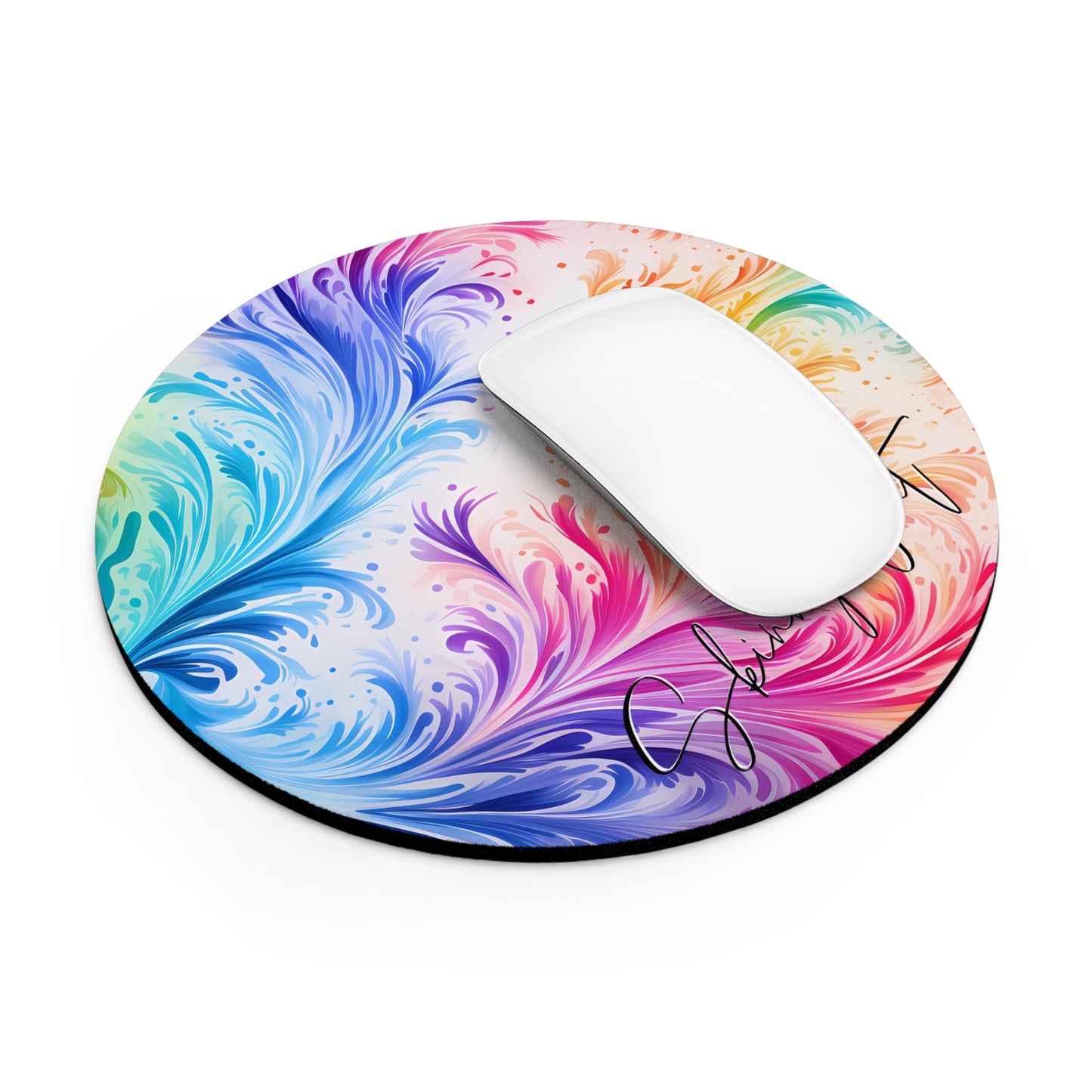 Mouse pad with Ai graphic printed image on circle style gift of Cosmic Creations AI-Infused Circle Mouse Pad gift Captivating Graphic Print