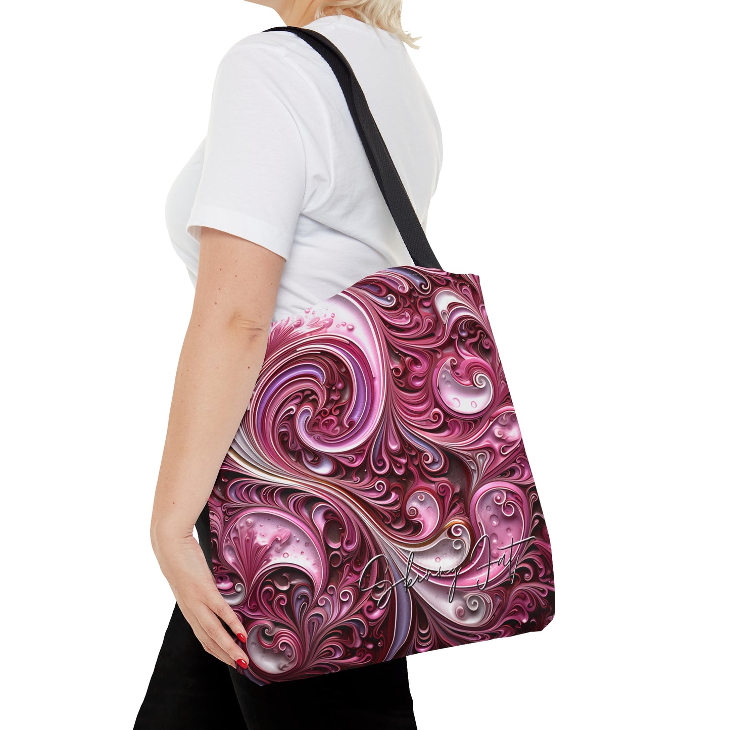 shoppers tote bag pink infusion regal paisley inspired Watercolour design abstract art tote bag creative fashion gift, teen artist fashion