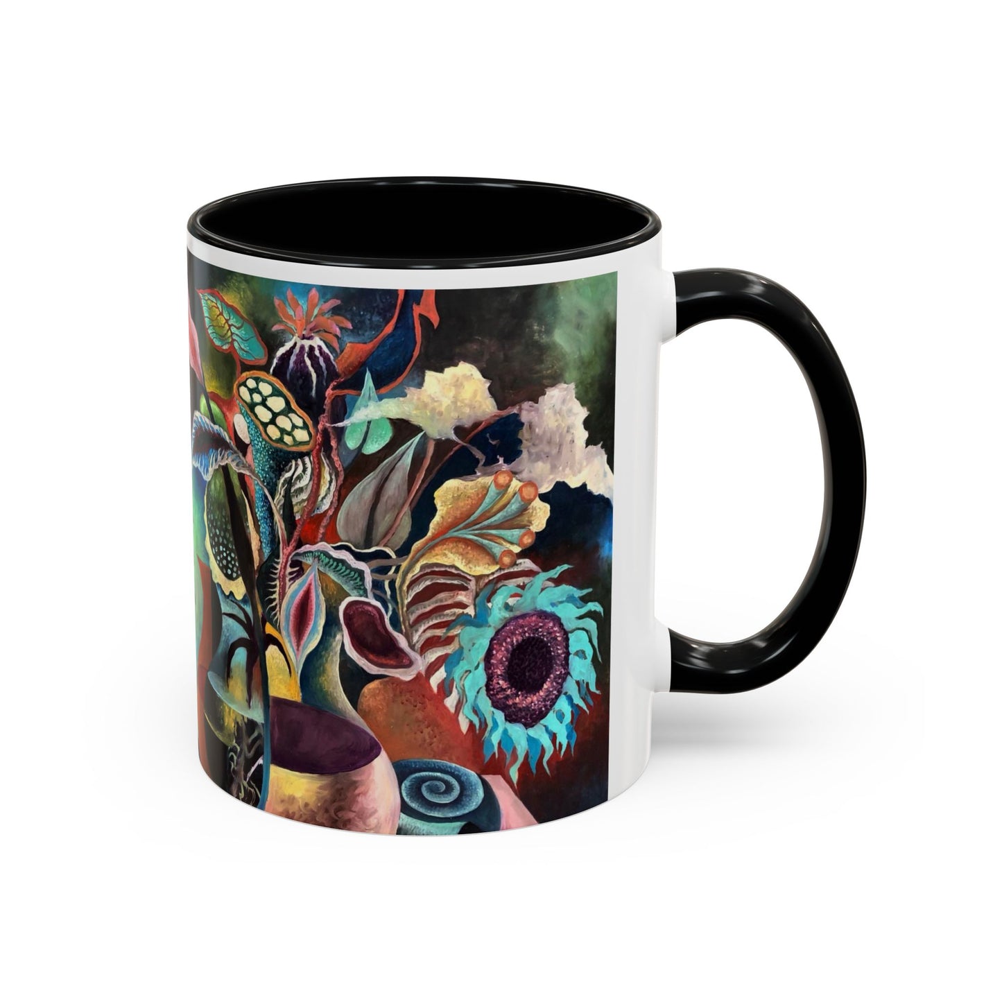 Flower print ceramic coffee mug 11 oz Hot beverage casual soup mug keep the street life alive with a morning cup of coffee graffiti style