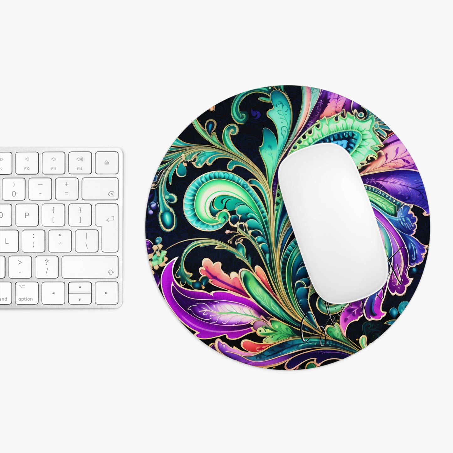 Mouse pad with Ai graphic printed image on circle style gift of Cosmic Creations AI-Infused Circle Mouse Pad gift Captivating Graphic Print