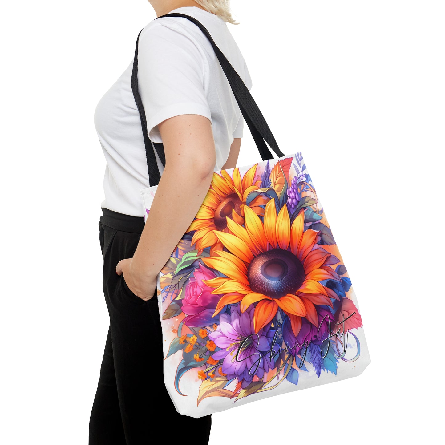 Tote bag featureing a beautiful flower image on both sides perfect for nature lovers gift and those who appreciate the beauty of flowers