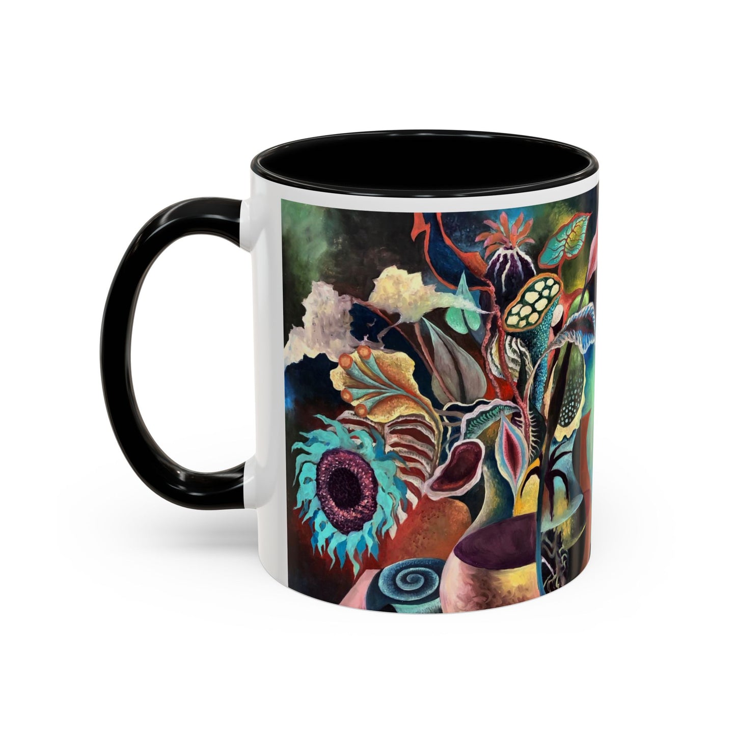 Flower print ceramic coffee mug 11 oz Hot beverage casual soup mug keep the street life alive with a morning cup of coffee graffiti style