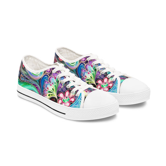 Womens Low Top abstract art print shoe low top abstract art shoes artistic sneaker abstract pattern unique footwear paisley abstract design