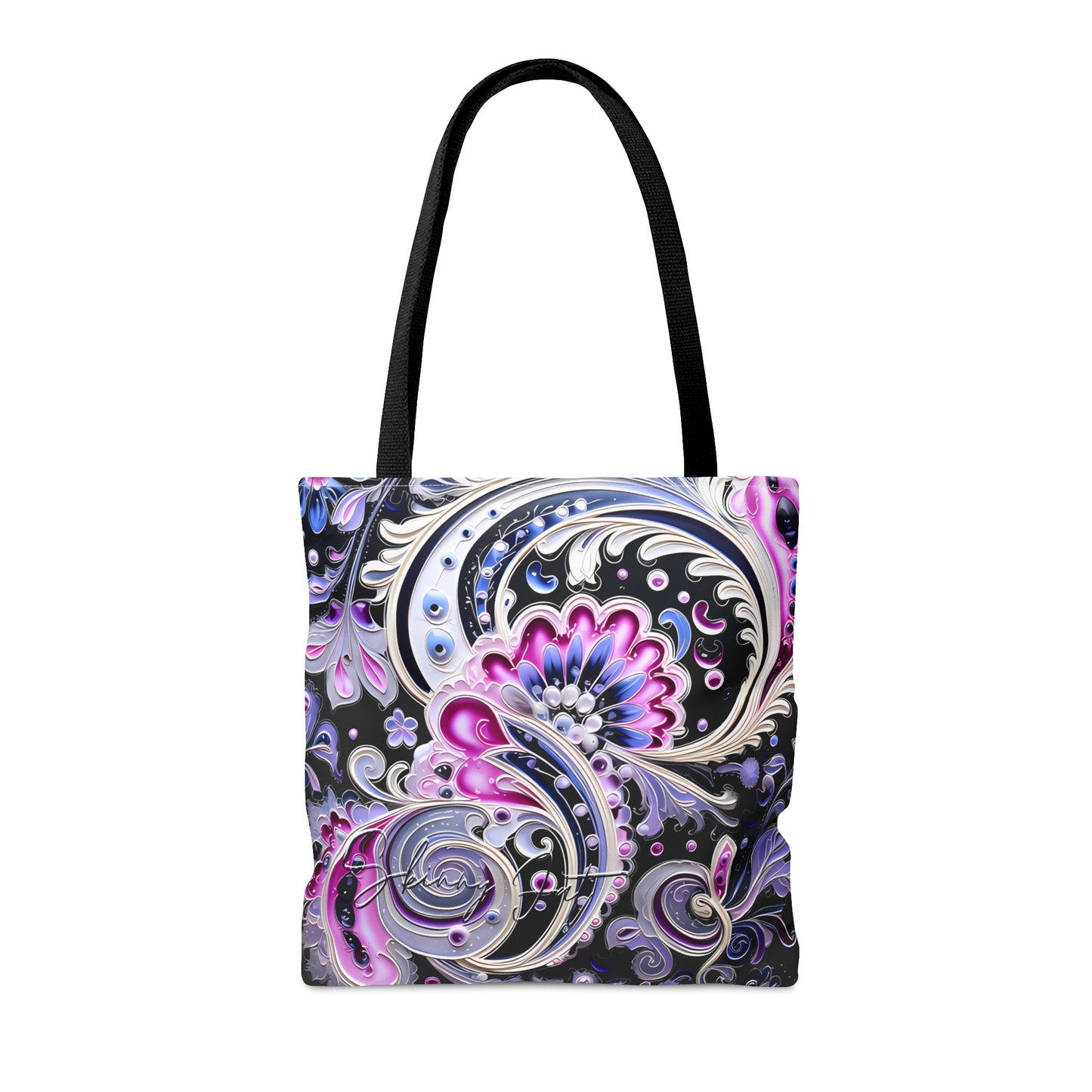 shoppers tote bag pink blue regal paisley inspired Watercolour design abstract art tote bag creative fashion gift for teen artist fashion