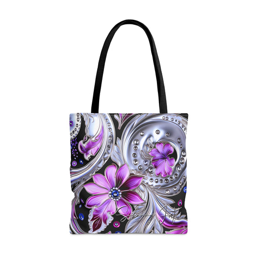 shoppers tote bag purple blue regal paisley inspired Watercolour design abstract art tote bag creative fashion gift for teen artist fashion