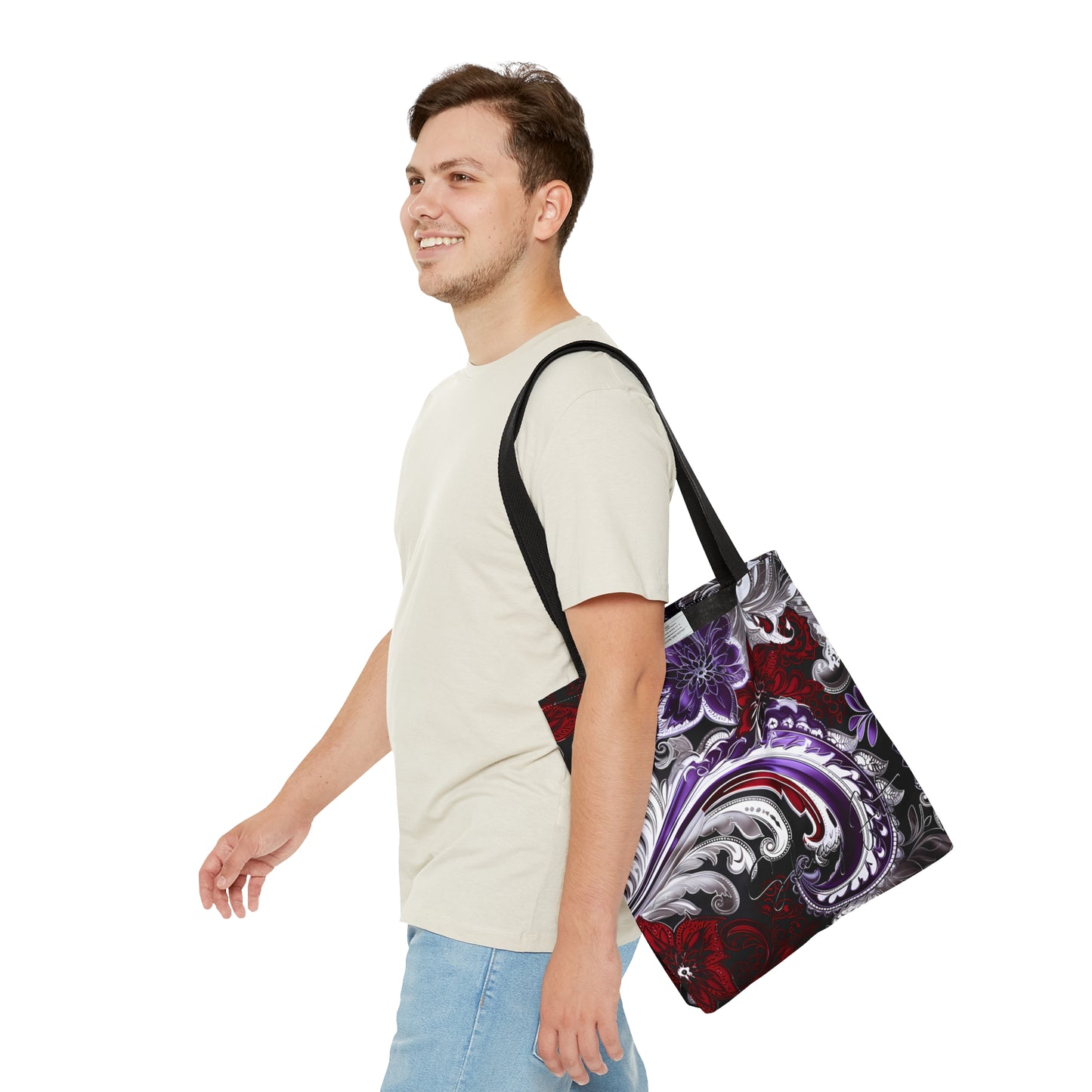 shoppers tote bag purple red regal paisley inspired Watercolour design abstract art tote bag creative fashion gift for teen artist fashion