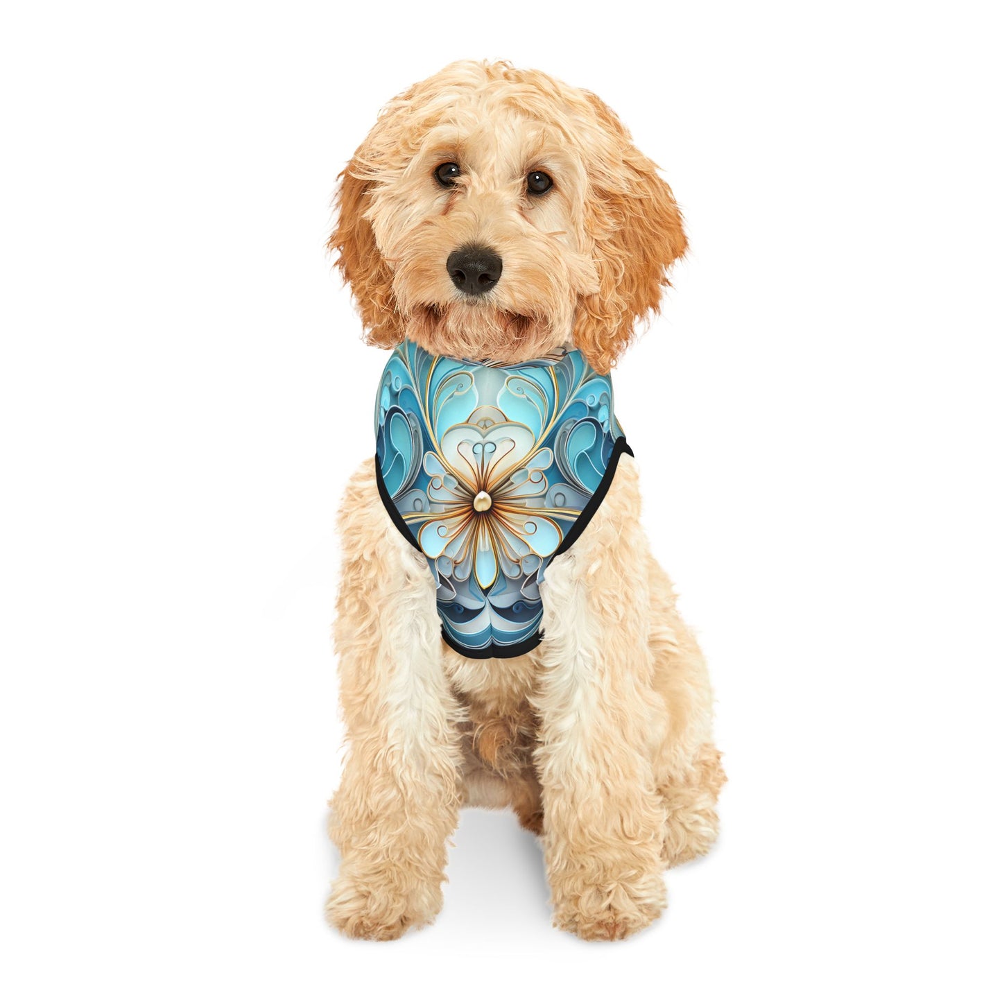 Pet hoodies printed with Ai graphics, polyester made light weight, cozy breathable pet apparel, stylish pet clothing, small pet grooming