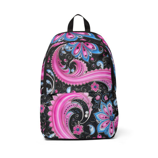 Student backpack bag paisley inspired Watercolour inspired design abstract art shoulder bag art tote creative fashion artist fashion makeup