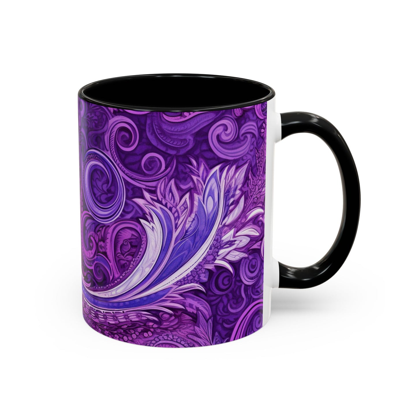 Coffee mug Paisley print ceramic Hot beverage casual soup cup keep the caffeine life alive with a morning drink of coffee regal style 11oz