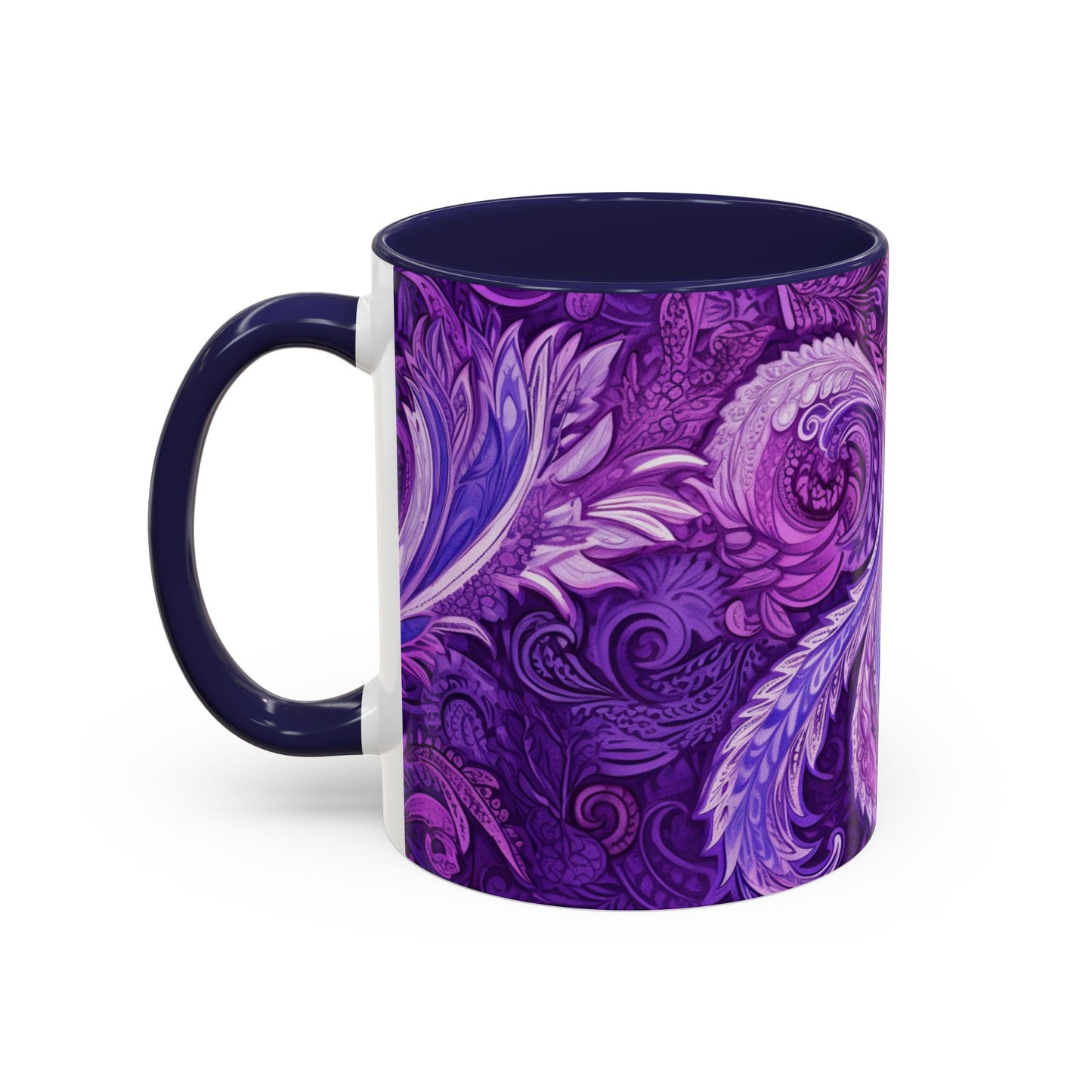 Coffee mug Paisley print ceramic Hot beverage casual soup cup keep the caffeine life alive with a morning drink of coffee regal style 11oz