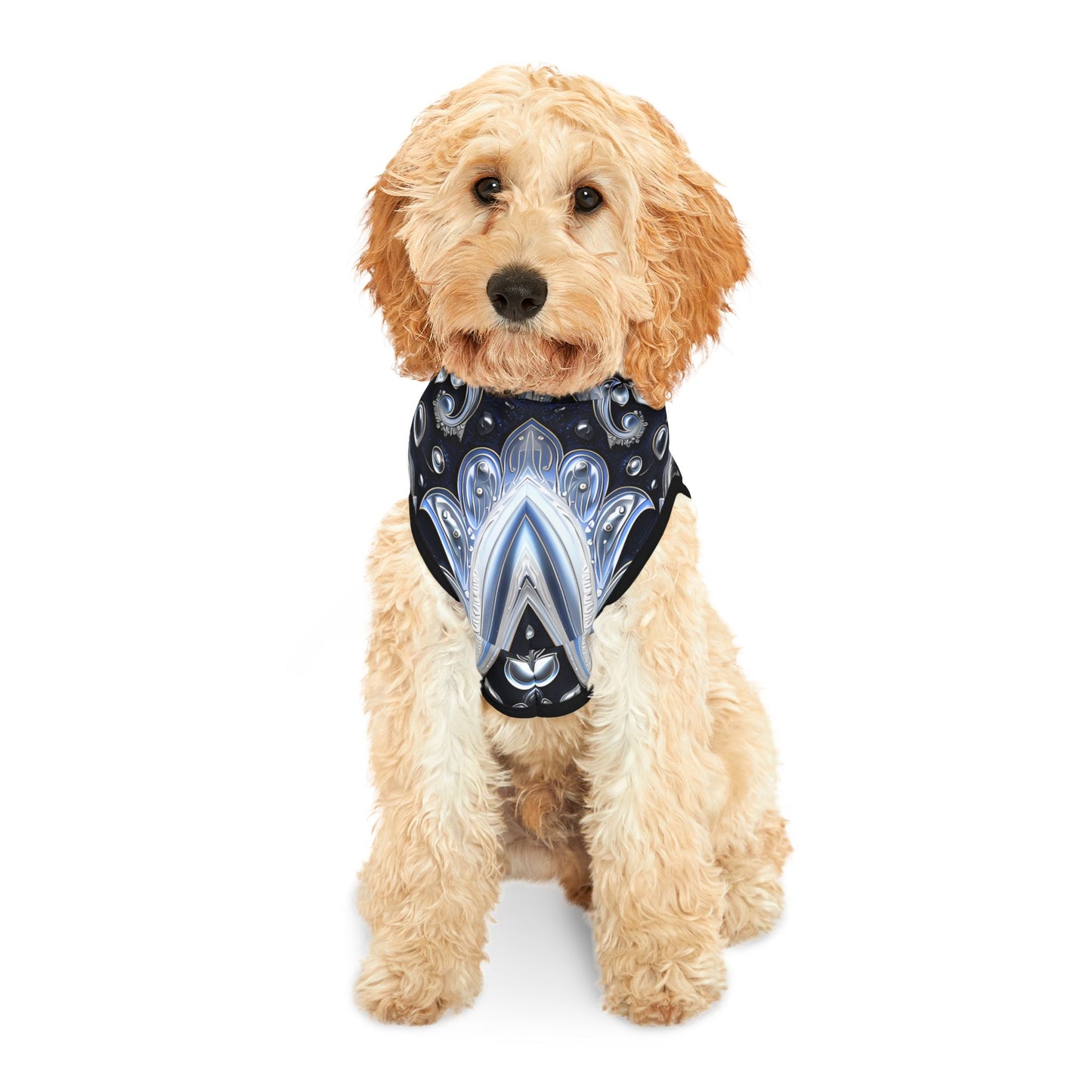 Pet hoodies printed with Ai graphics, polyester made light weight, cozy breathable pet apparel, stylish pet clothing, small pet grooming