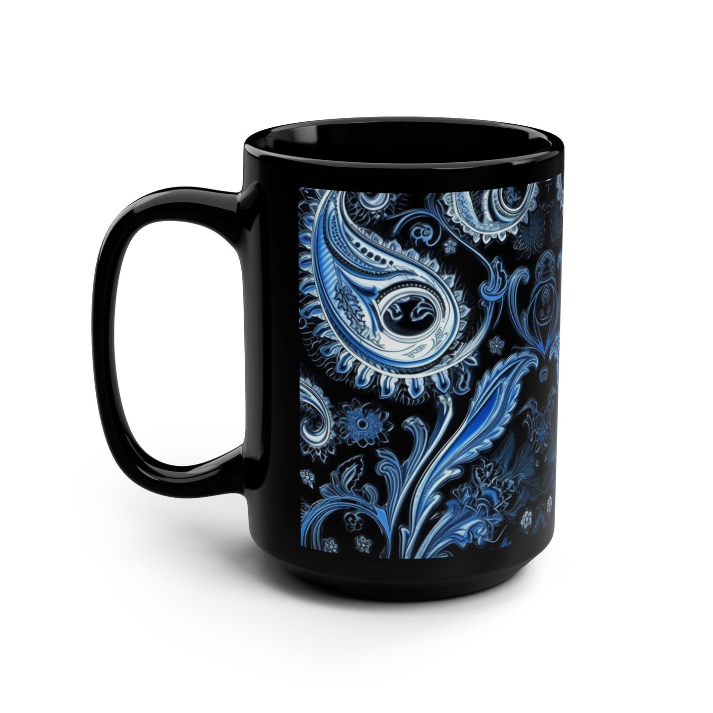 Coffee mug Paisley print ceramic Hot beverage casual soup cup keep the caffeine life alive with a morning drink of coffee regal style 15oz