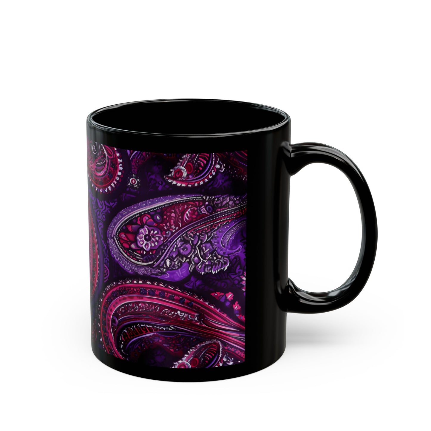 Coffee mug Paisley print ceramic Hot beverage casual soup cup keep the caffeine life alive with a morning drink of coffee regal style 11oz