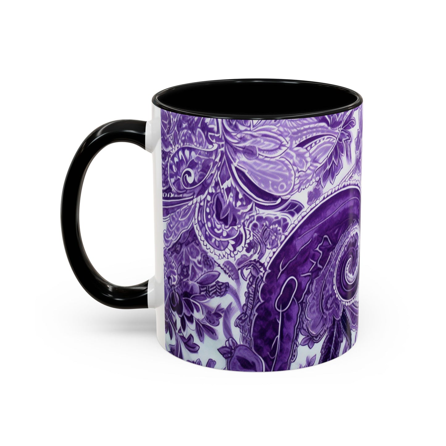 Coffee mug Paisley print ceramic Hot beverage casual soup cup keep the caffeine life alive with a morning drink of coffee regal style 11oz