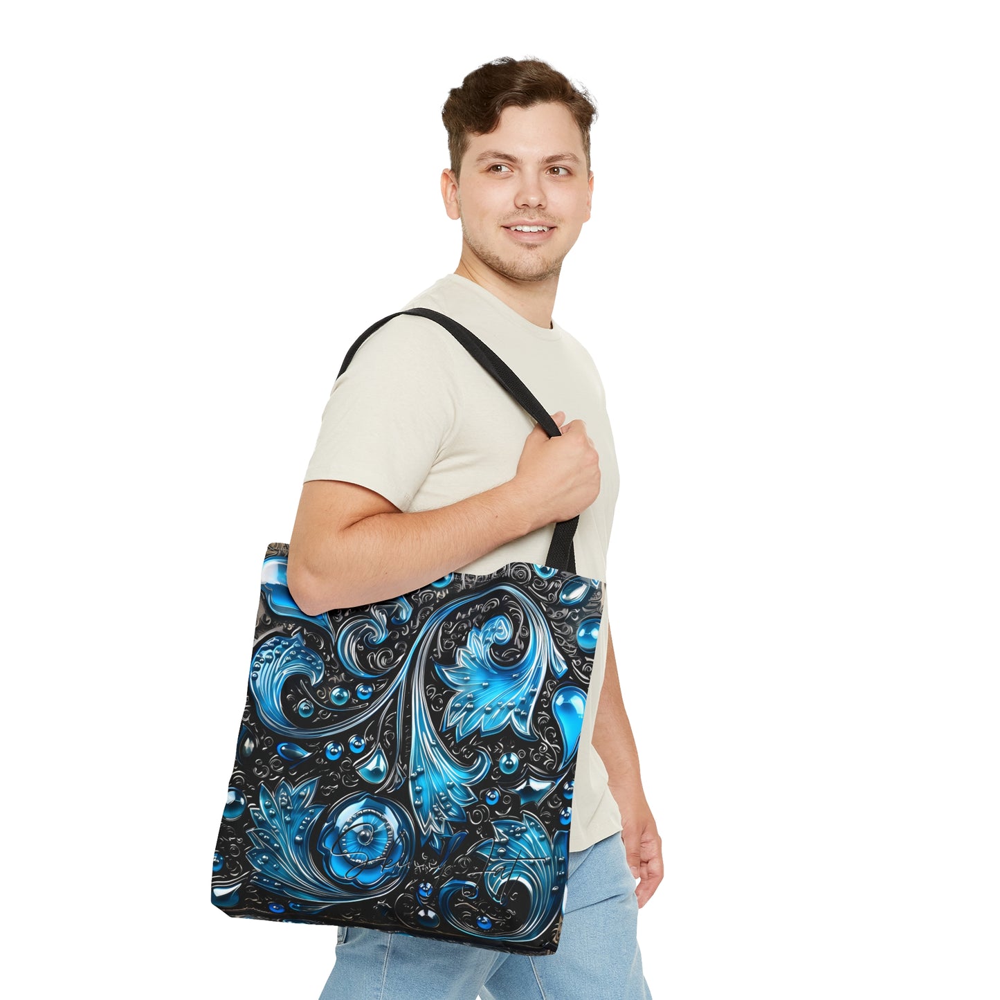 shoppers tote bag purple blue regal paisley inspired Watercolour design abstract art tote bag creative fashion gift for teen artist fashion