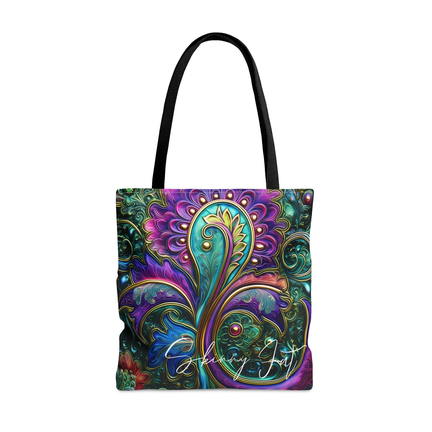 Artistic tote bag purple green paisley inspired Watercolour design abstract art tote bag painting tote creative fashion teen artist fashion