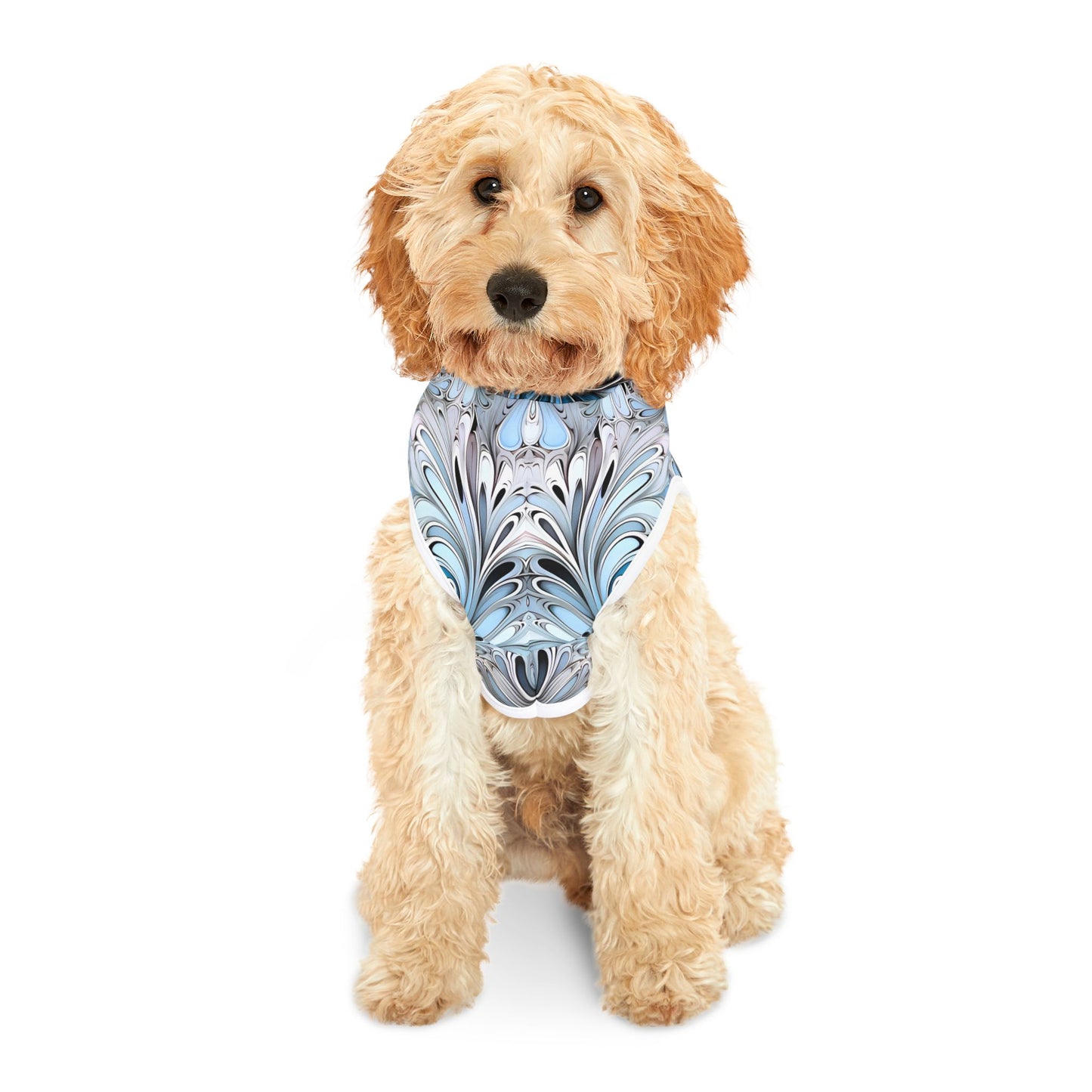 Pet hoodies printed with Ai graphics, polyester made light weight, cozy breathable pet apparel, stylish pet clothing, small pet grooming