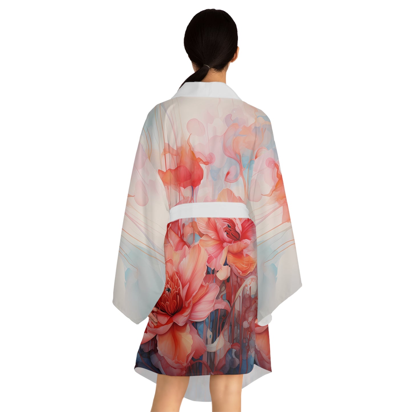 Womens kimono comfortable breathable flower design leisure wear Spring kimono love of a regal spring Feminine wear casual womens wear