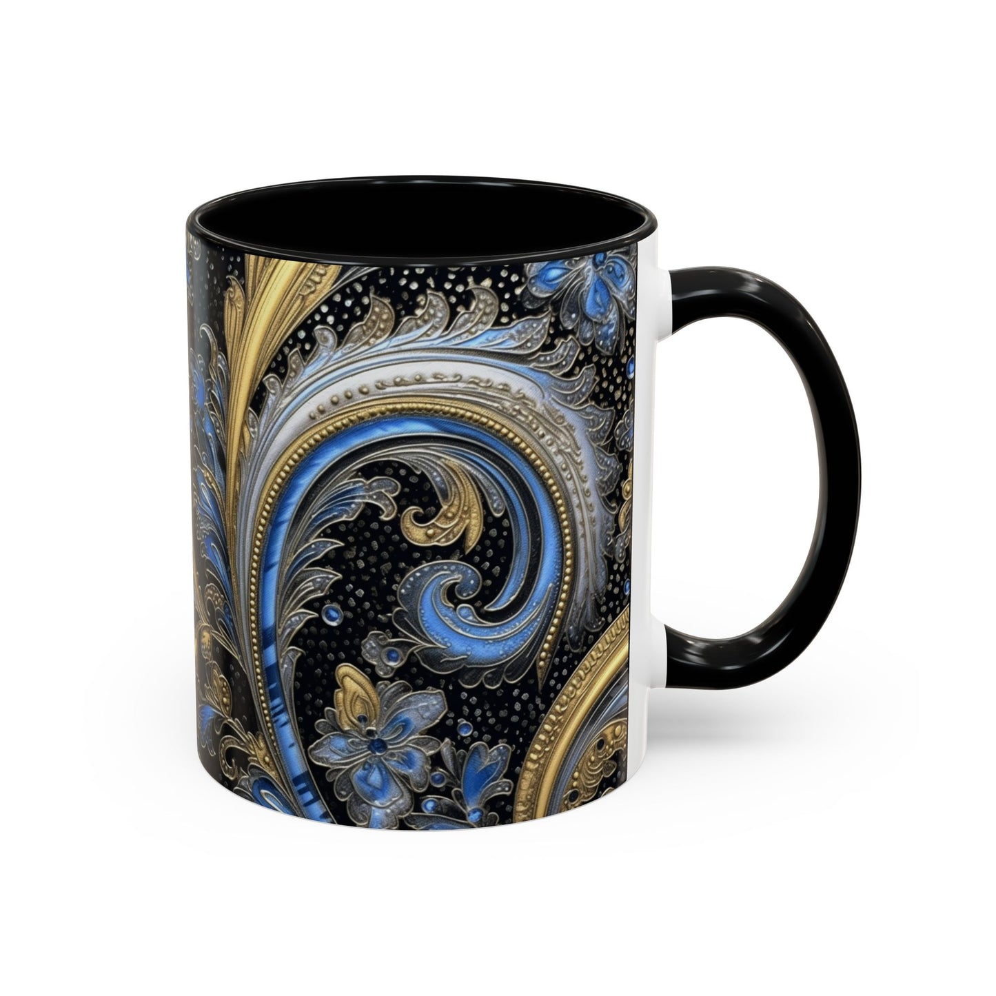 Paisley print ceramic coffee mug Hot beverage soup mug keep the street life alive with a morning cup of coffee graffiti regal style 11oz