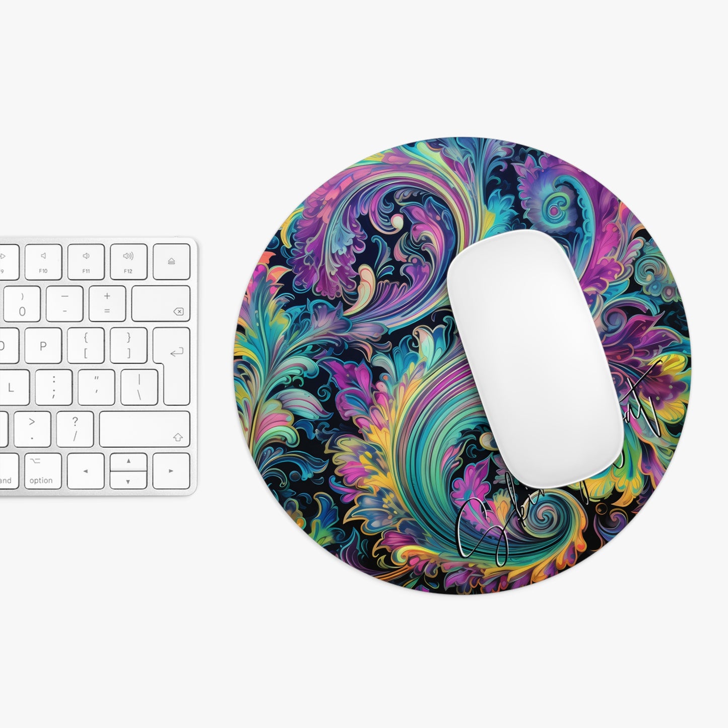 Mouse pad with Ai graphic printed image on circle style gift of Cosmic Creations AI-Infused Circle Mouse Pad gift Captivating Graphic Print