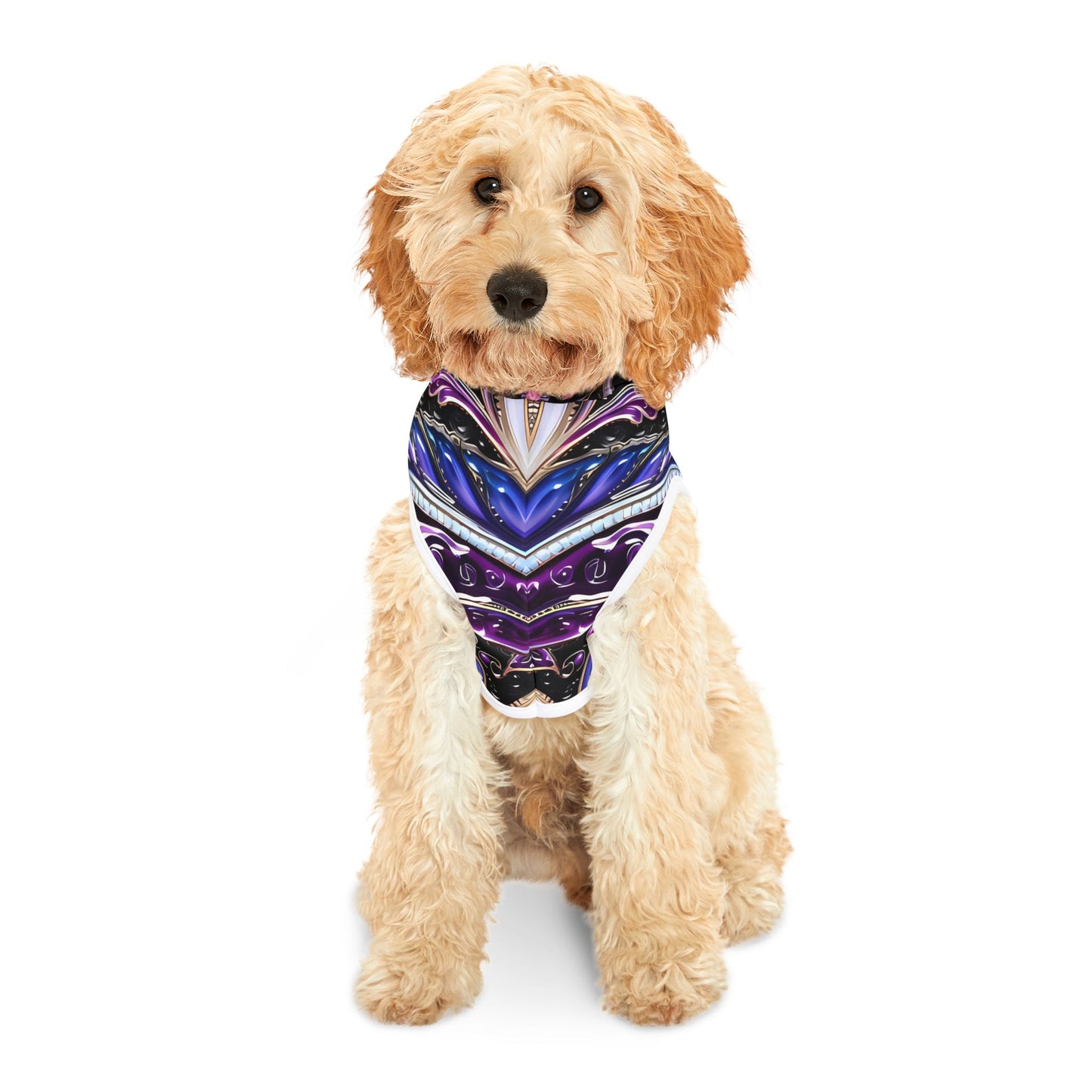 Pet hoodies printed with Ai graphics, polyester made light weight, cozy breathable pet apparel, stylish pet clothing, small pet grooming