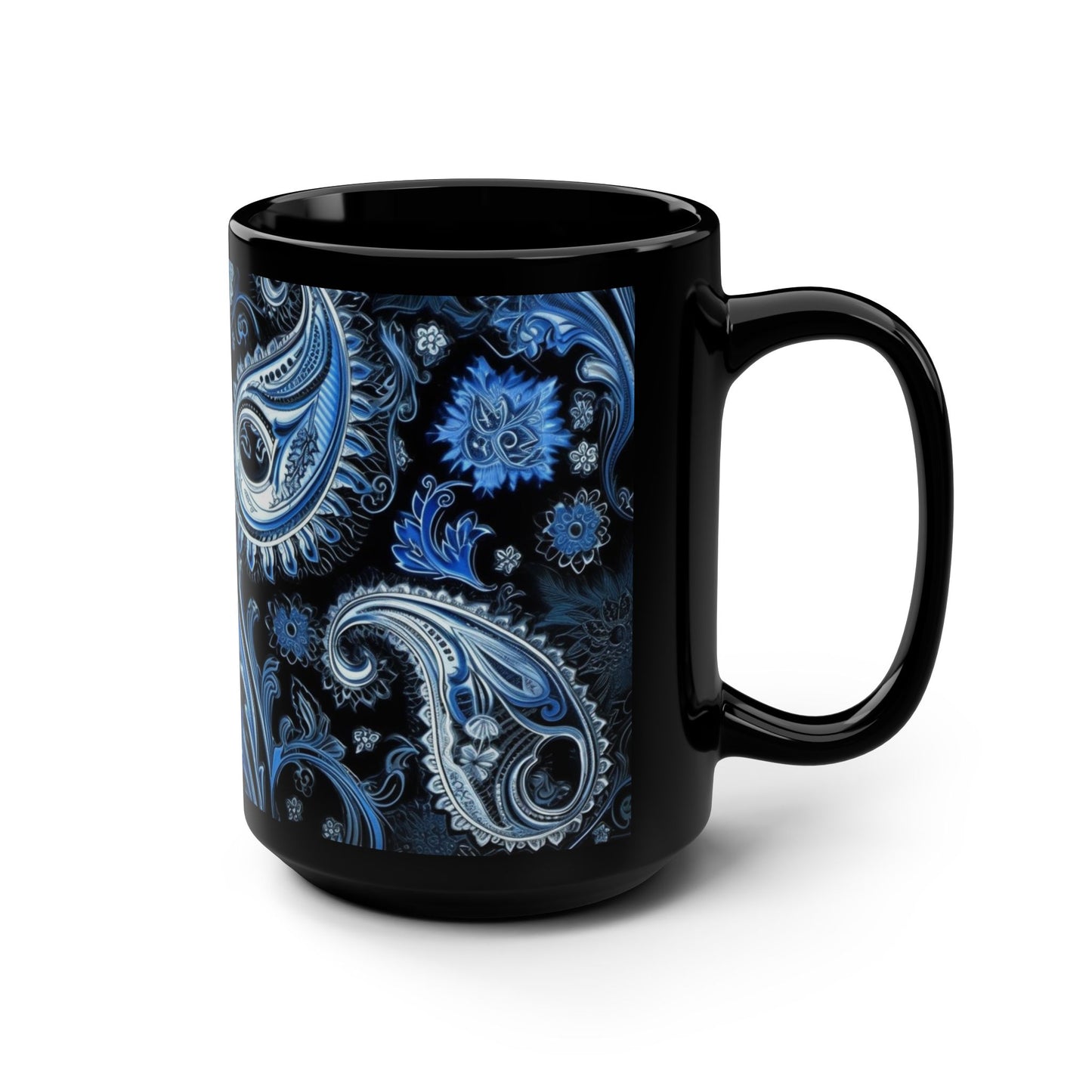 Coffee mug Paisley print ceramic Hot beverage casual soup cup keep the caffeine life alive with a morning drink of coffee regal style 15oz