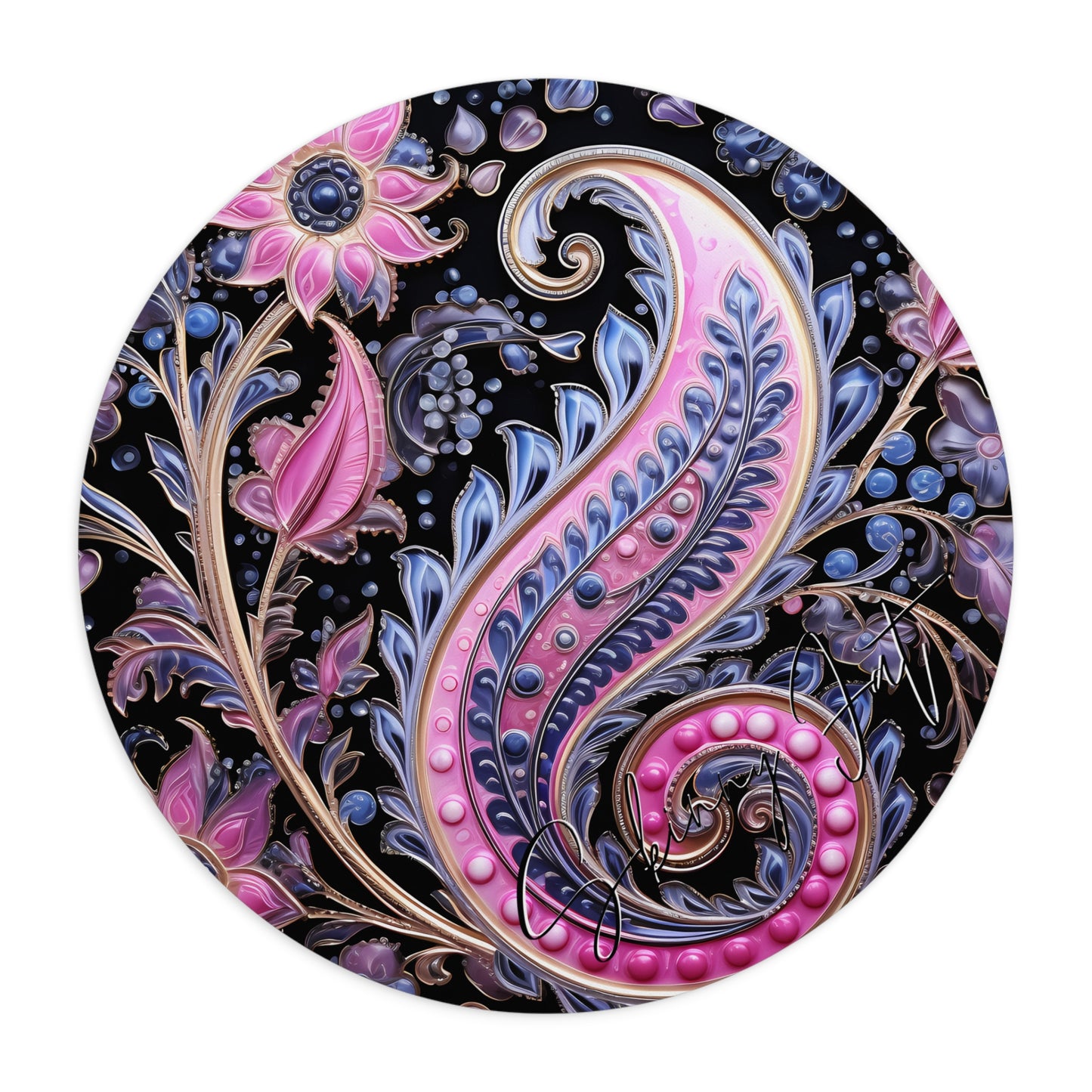 Mouse pad with Ai graphic printed image on circle style gift of Cosmic Creations AI-Infused Circle Mouse Pad gift Captivating Graphic Print