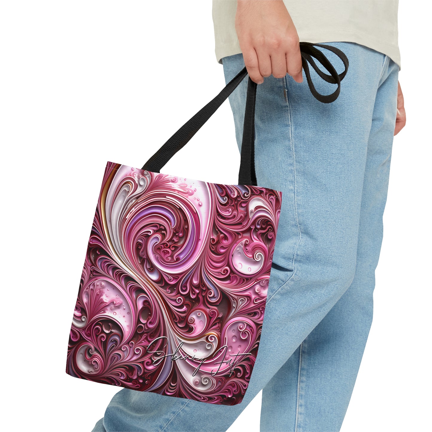 shoppers tote bag pink infusion regal paisley inspired Watercolour design abstract art tote bag creative fashion gift, teen artist fashion