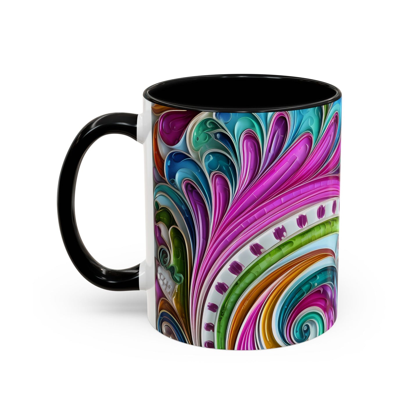 Paisley print ceramic coffee mug Hot beverage casual soup cup keep the caffeine life alive with a morning cup of coffee regal style 11oz