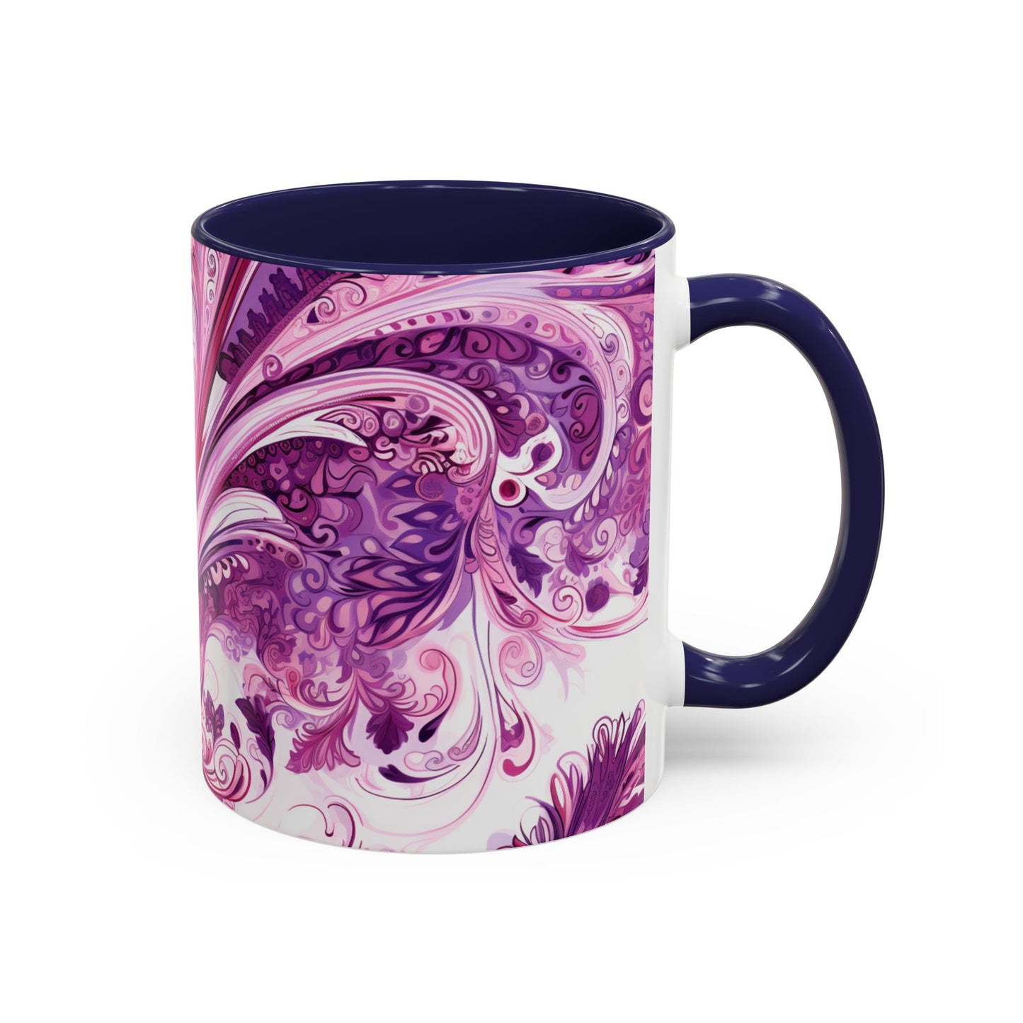 Coffee mug Paisley print ceramic Hot beverage casual soup cup keep the caffeine life alive with a morning drink of coffee regal style 11oz