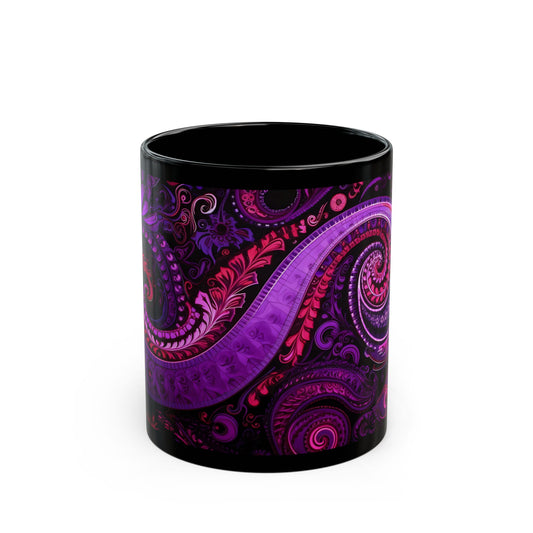 Coffee mug Paisley print ceramic Hot beverage casual soup cup keep the caffeine life alive with a morning drink of coffee regal style 11oz